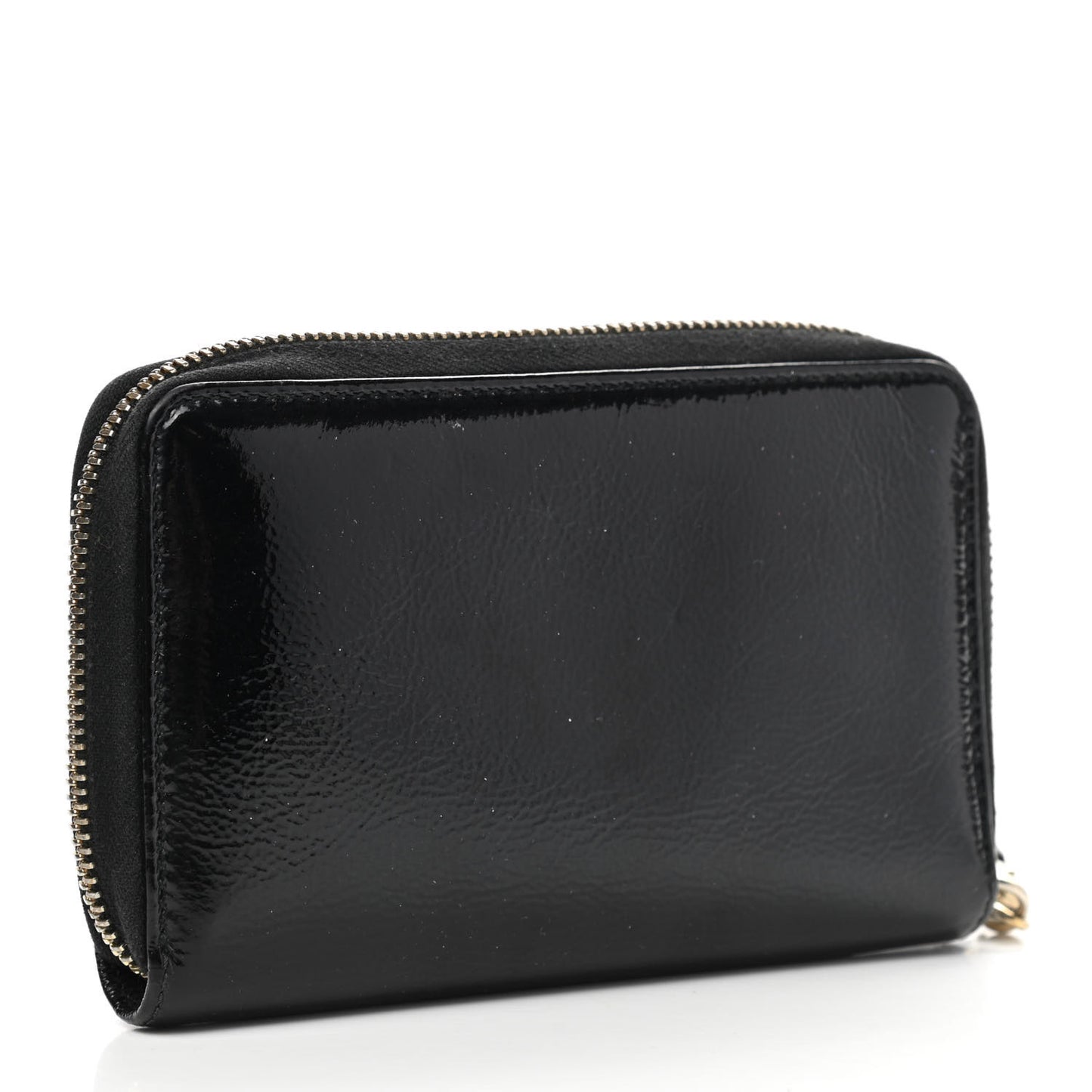 Patent Soho Compact Disco Zip Around Wallet Black