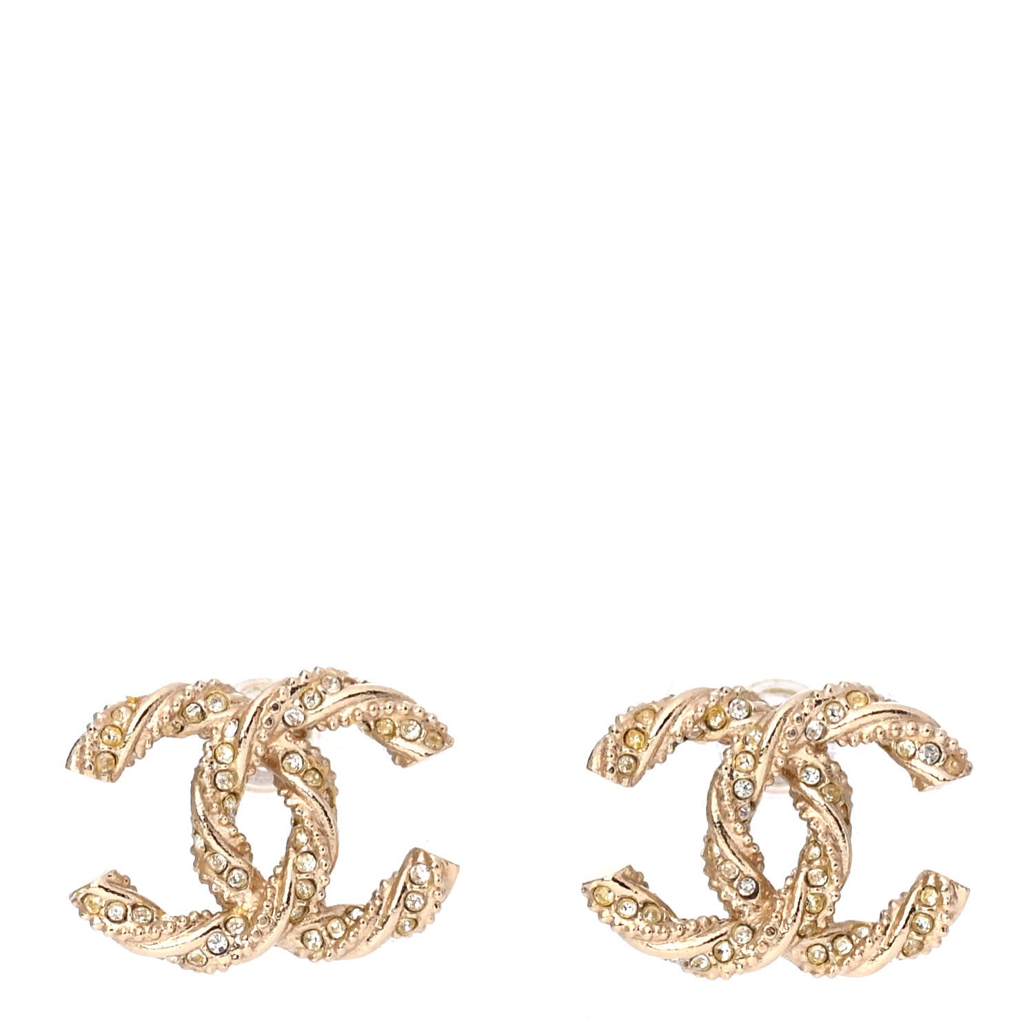 Chanel Crystal Twisted CC Earrings Gold 1 of 4
