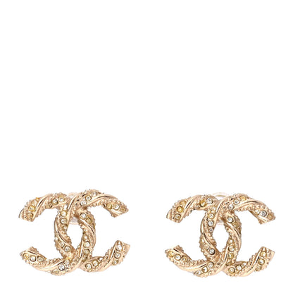 Chanel Crystal Twisted CC Earrings Gold 1 of 4