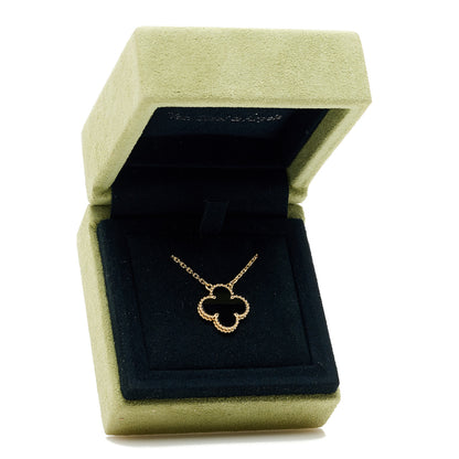 Van Cleef & Arpels 18K Yellow Gold Black Onyx Vintage Alhambra Pendant Necklace 6 of 6