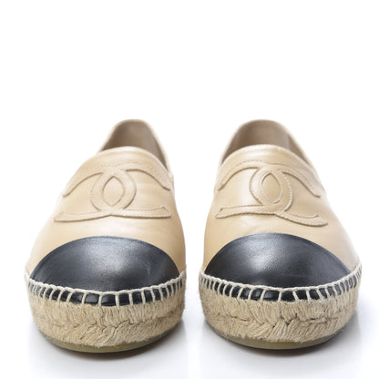 Chanel Lambskin CC Espadrilles 40 Beige Black 2 of 13