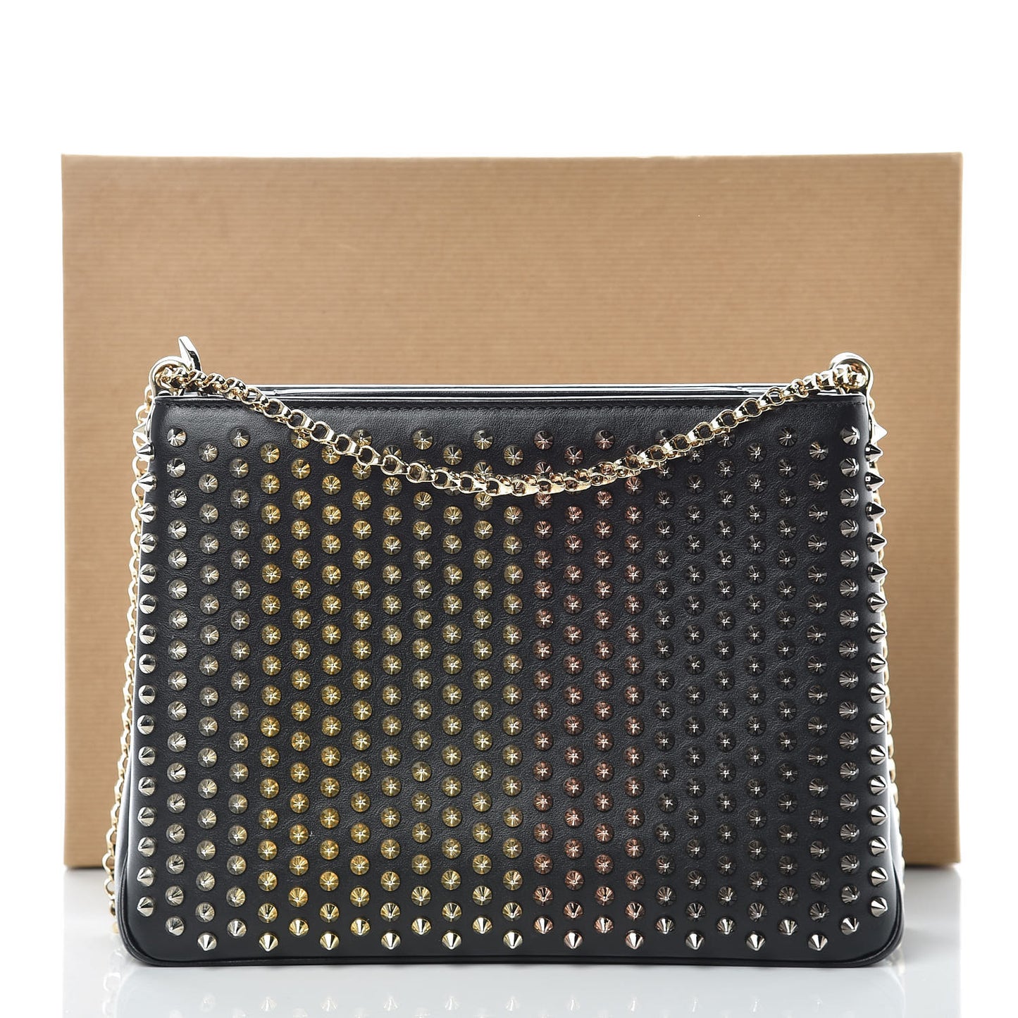 Calfskin Ombre Spiked Tribouli Shoulder Bag Black