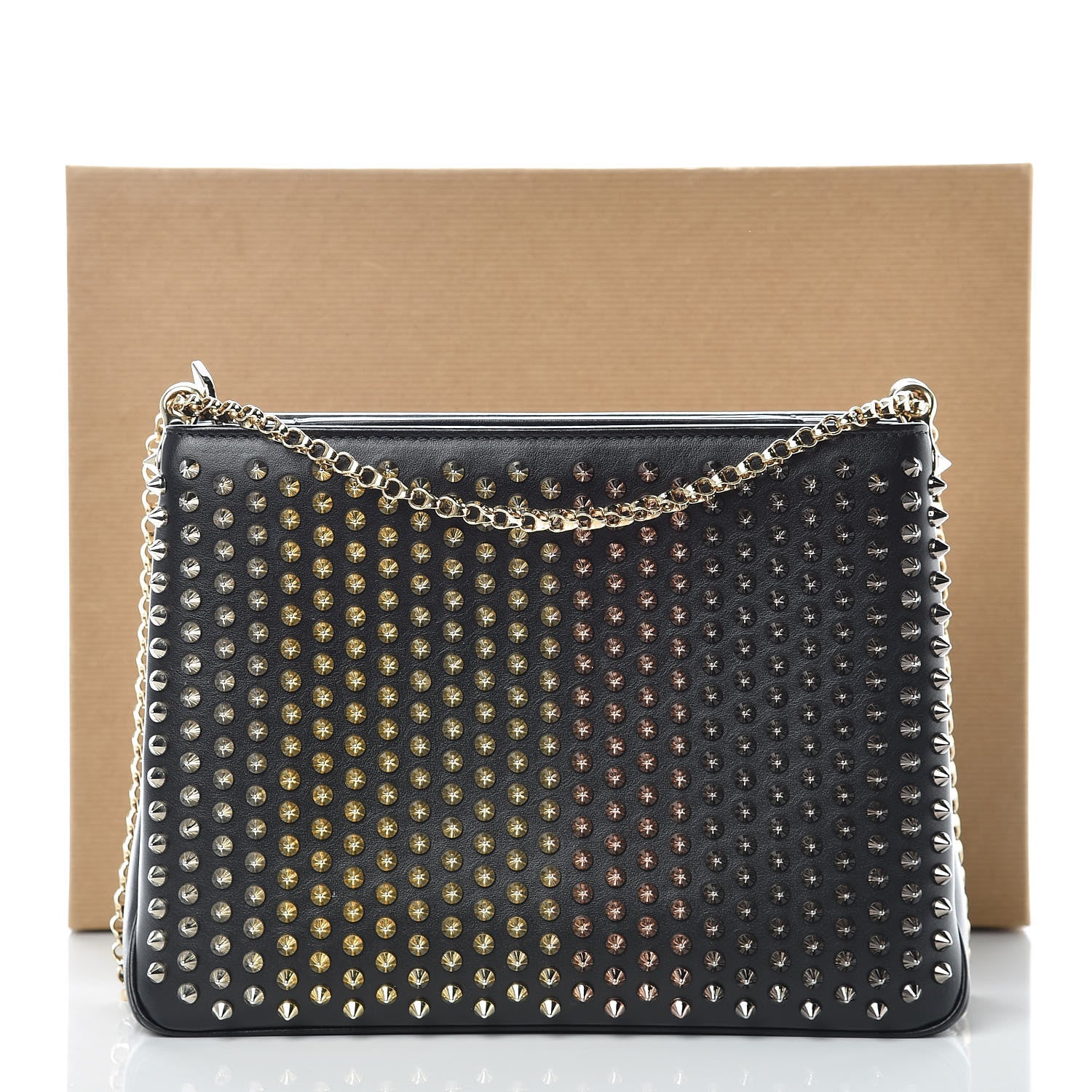 Christian Louboutin Calfskin Ombre Spiked Tribouli Shoulder Bag Black 12 of 12