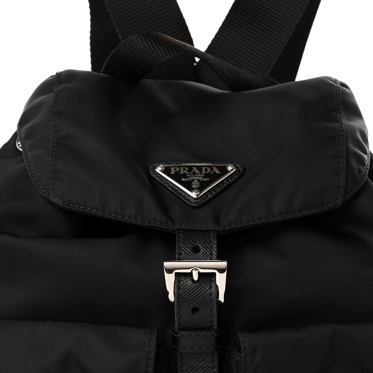 Re-Nylon Vela Saffiano Small Backpack Black