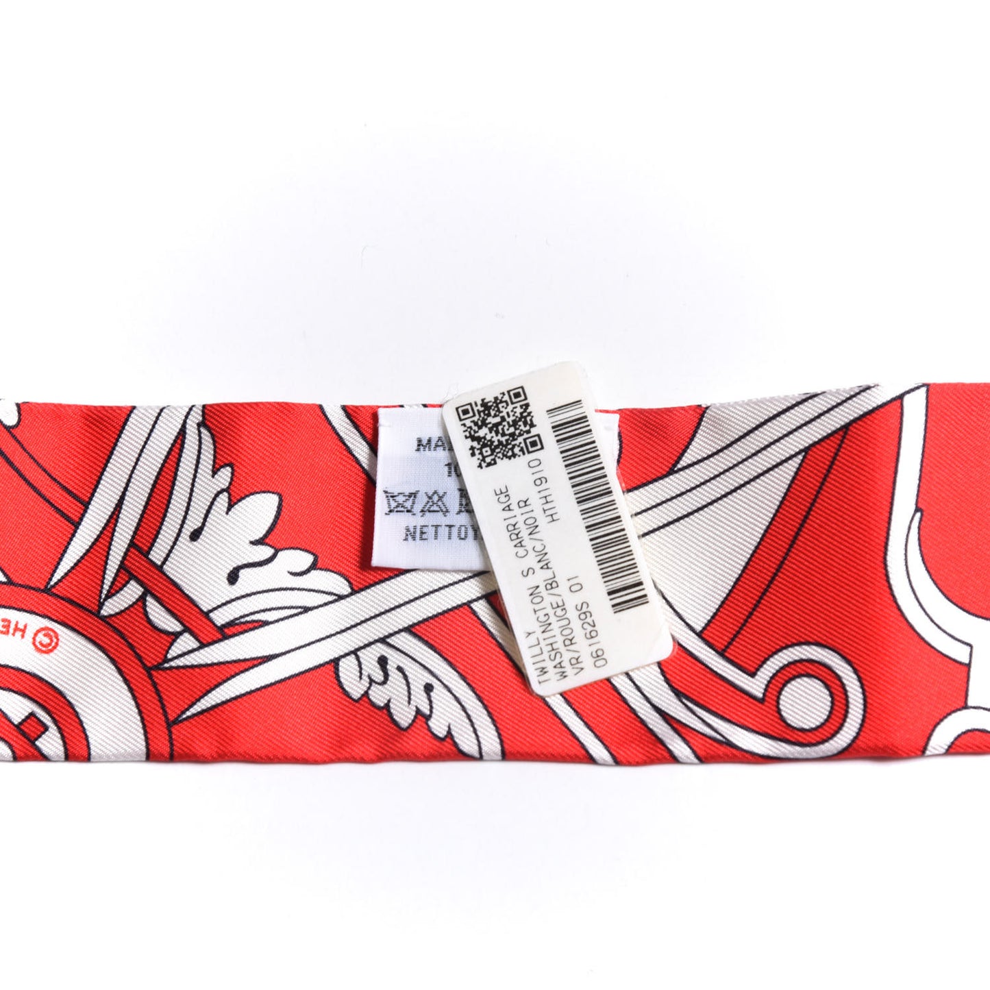 Silk Washington S Carriage Detail Twilly Rouge White Black