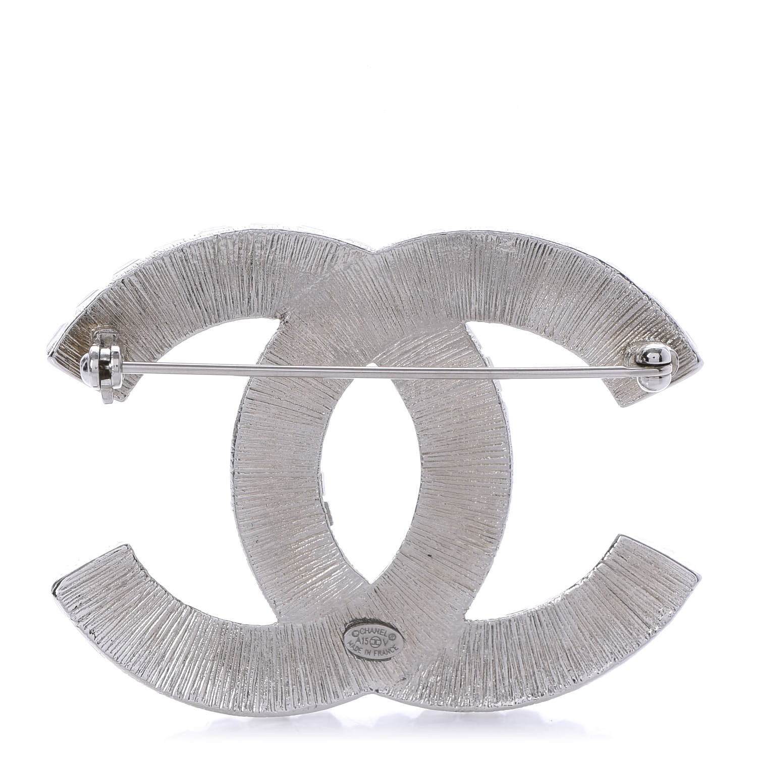 Chanel Baguette Crystal CC Brooch Silver 3 of 5