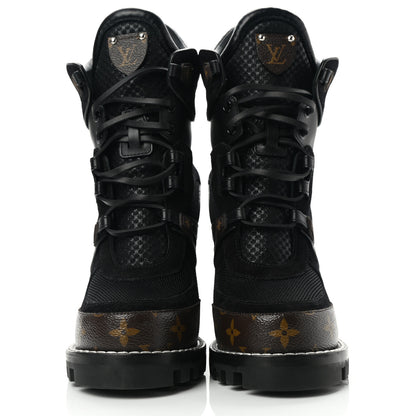 Louis Vuitton Suede Calfskin Monogram Star Trail Ankle Boots 38.5 Black 2 of 8