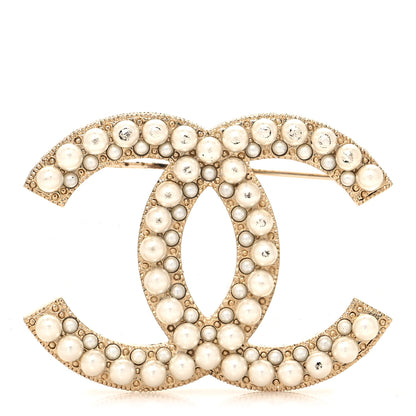 Chanel Pearl CC Brooch Gold 1 of 4