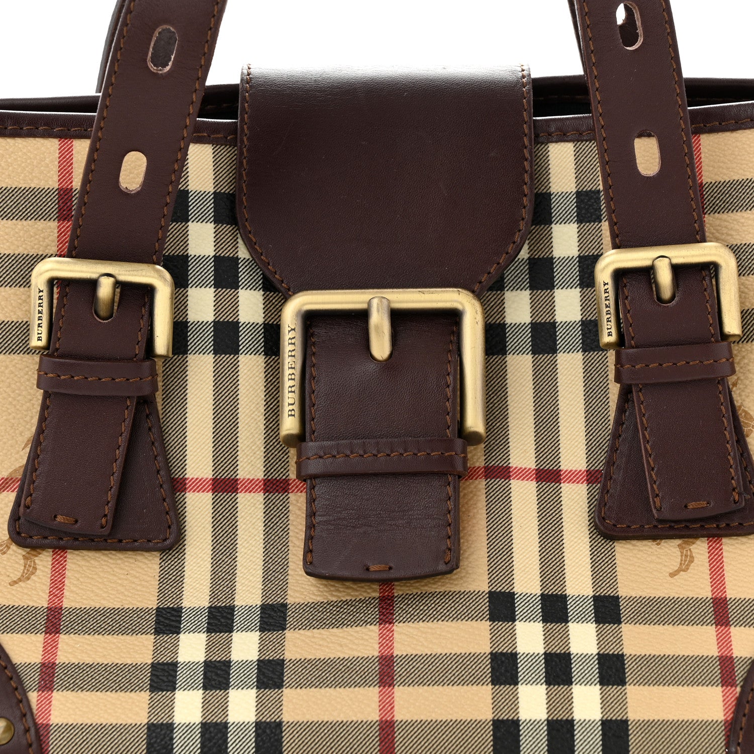 Burberry Haymarket Check Studded Satchel Chocolate 9 of 11