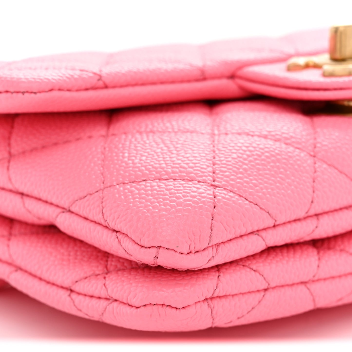 Shiny Caviar Pick Me Up Flap Belt Bag Pink