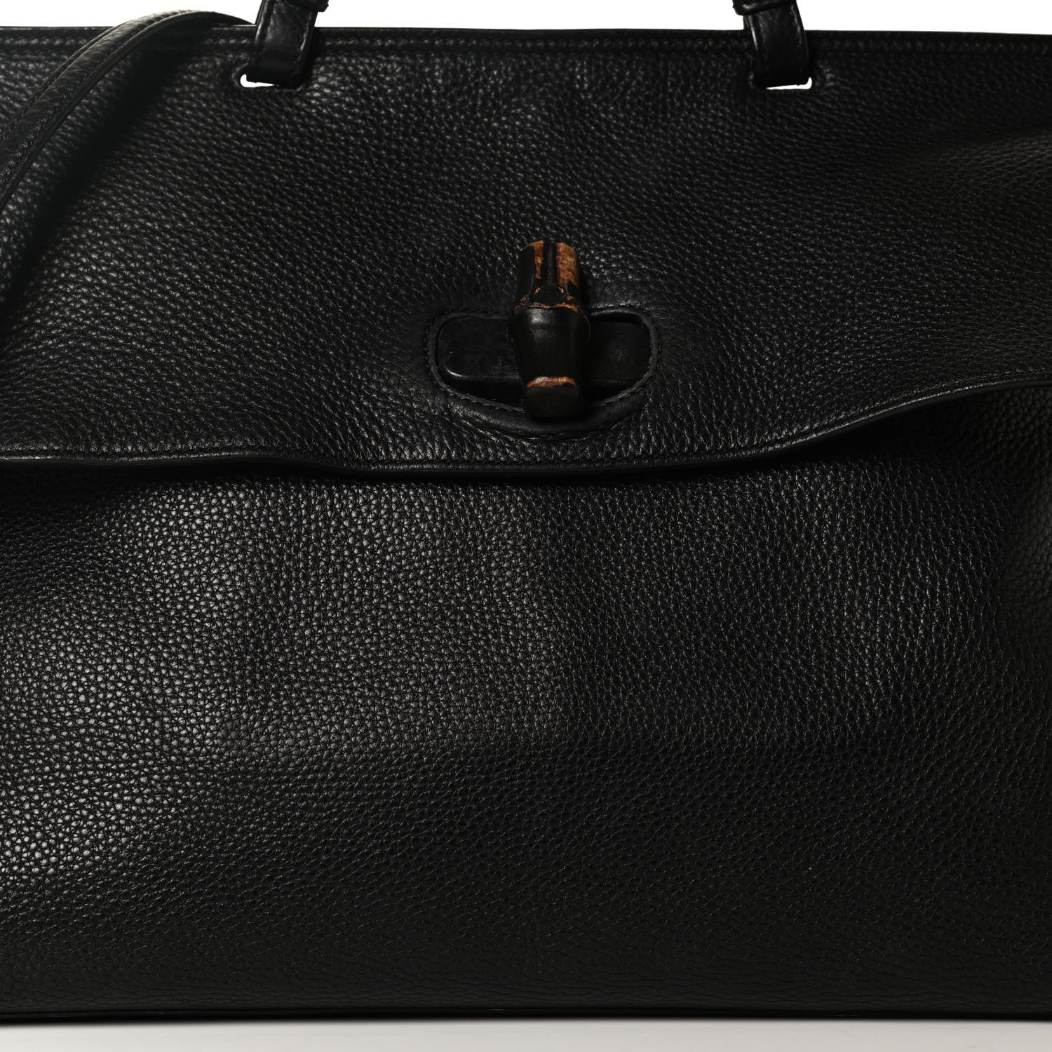 Gucci Pebbled Calfskin Large Bamboo Daily Top Handle Bag Black 7 of 12