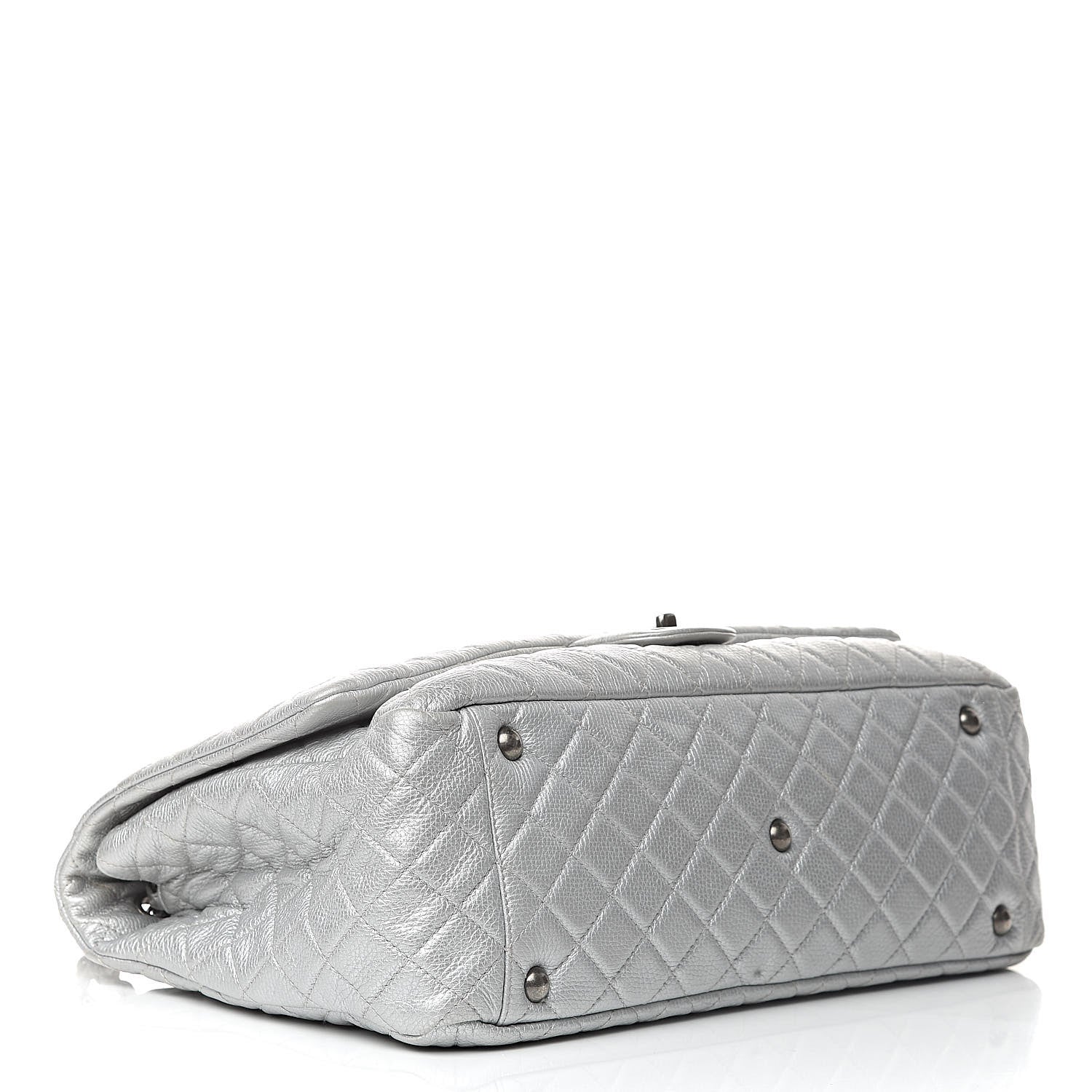 Chanel Metallic Calfskin Quilted XXL Travel Flap Bag Silver 4 of 10