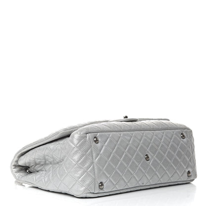 Chanel Metallic Calfskin Quilted XXL Travel Flap Bag Silver 4 of 10