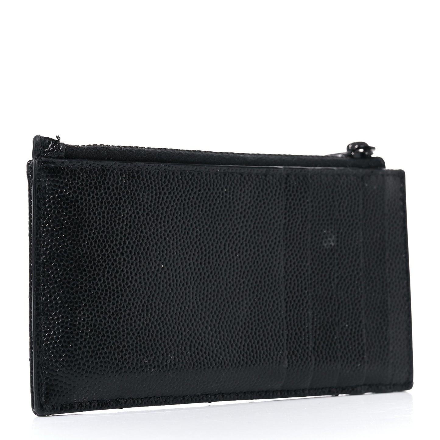 Grain De Poudre Matelasse Chevron Monogram Fragments Zippered Card Case Black