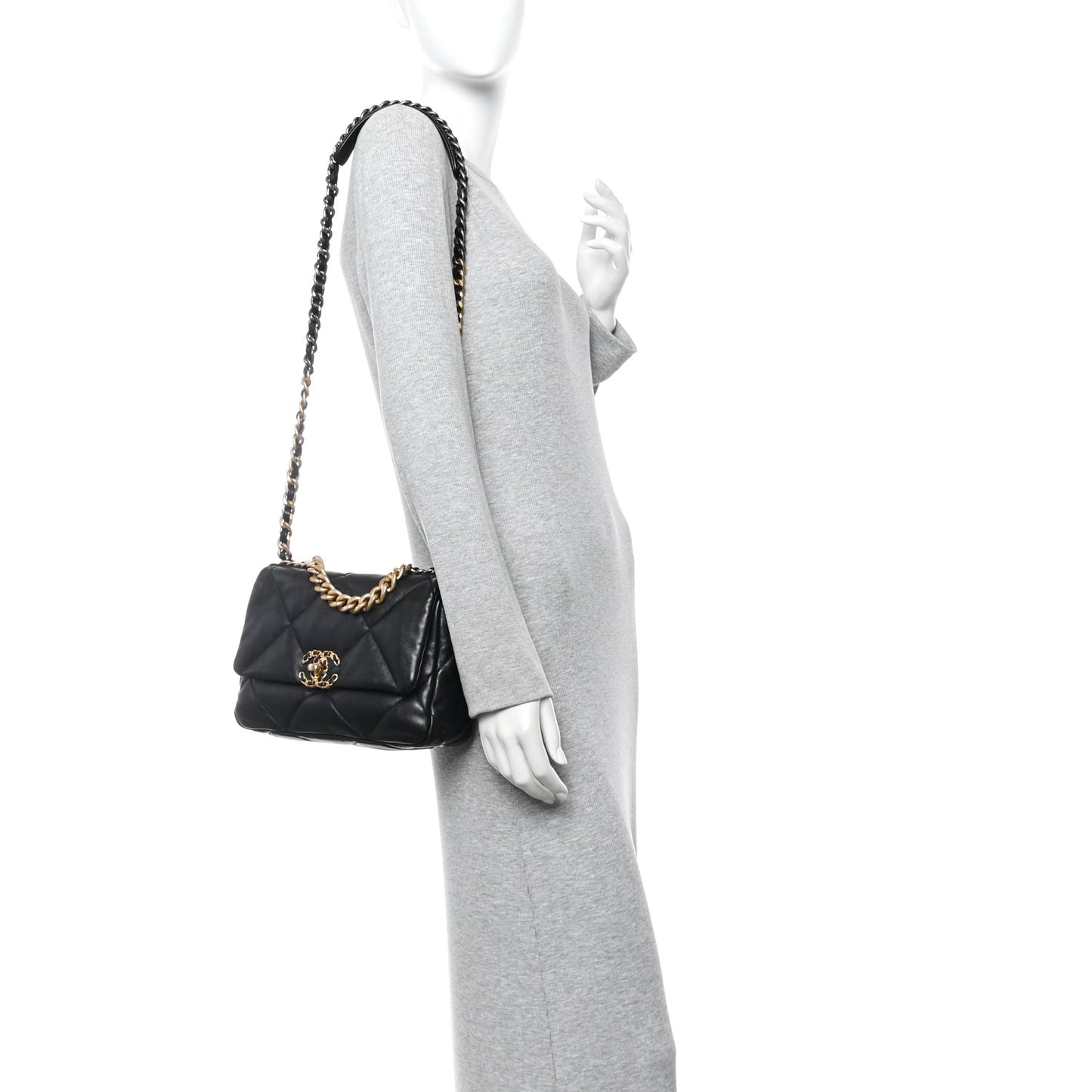 Lambskin Quilted Medium Chanel 19 Flap Black