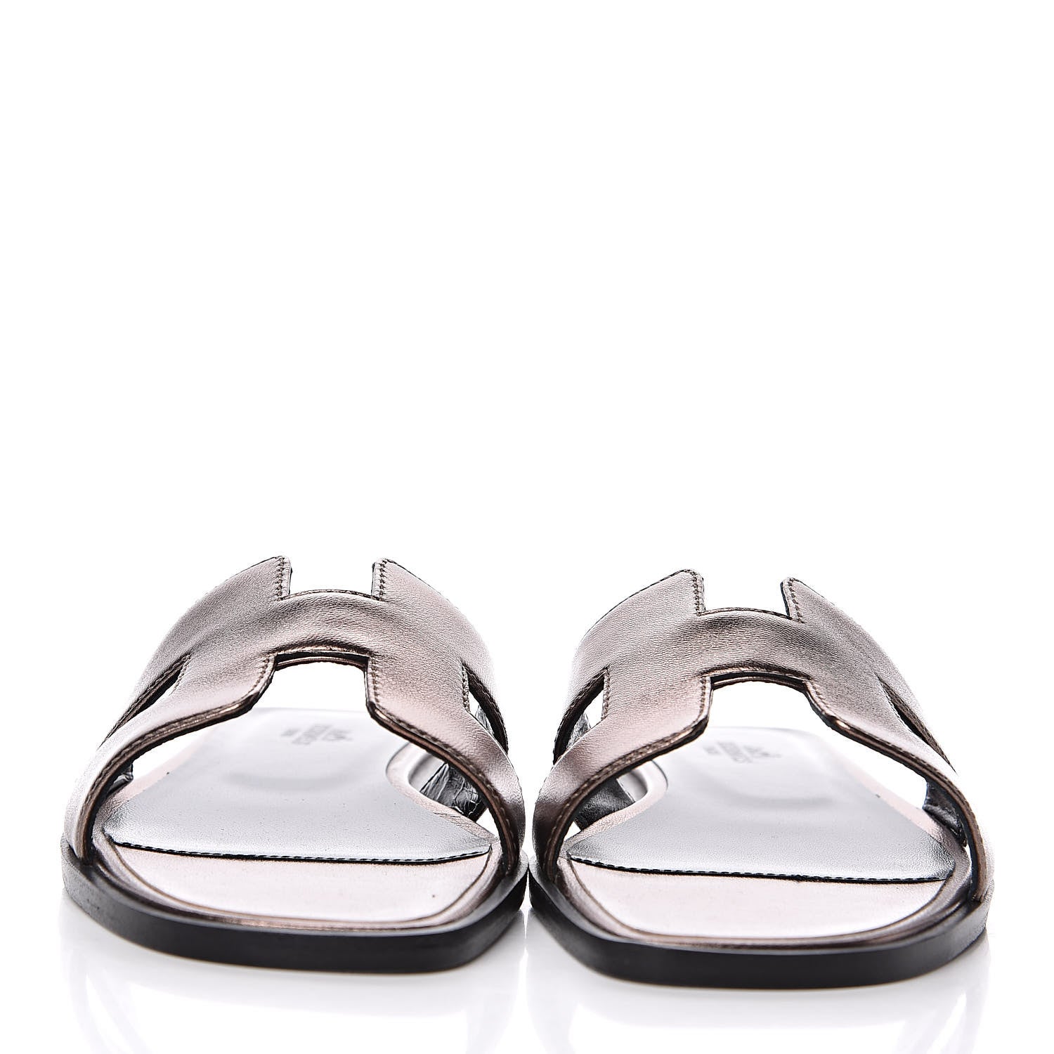 Hermes Metallic Nappa Oran Sandals 37 Or Vieilli 2 of 8