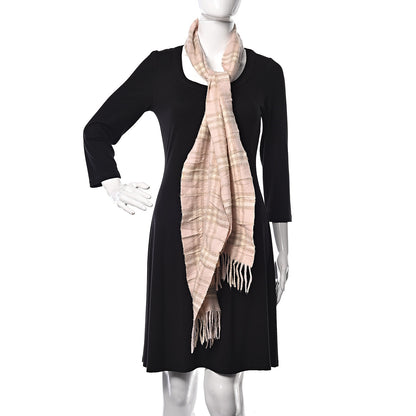 Burberry Cashmere Check Fringe Scarf Pink 2 of 6
