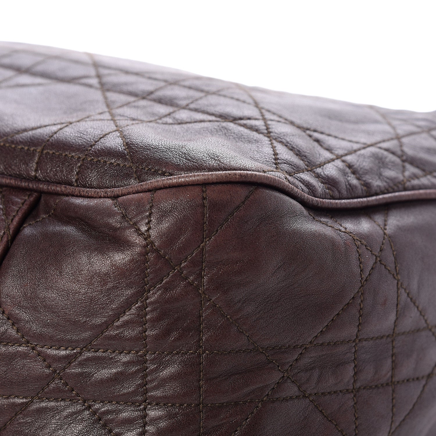 Christian Dior Lambskin Cannage Drawstring Bag Dark Brown 12 of 13