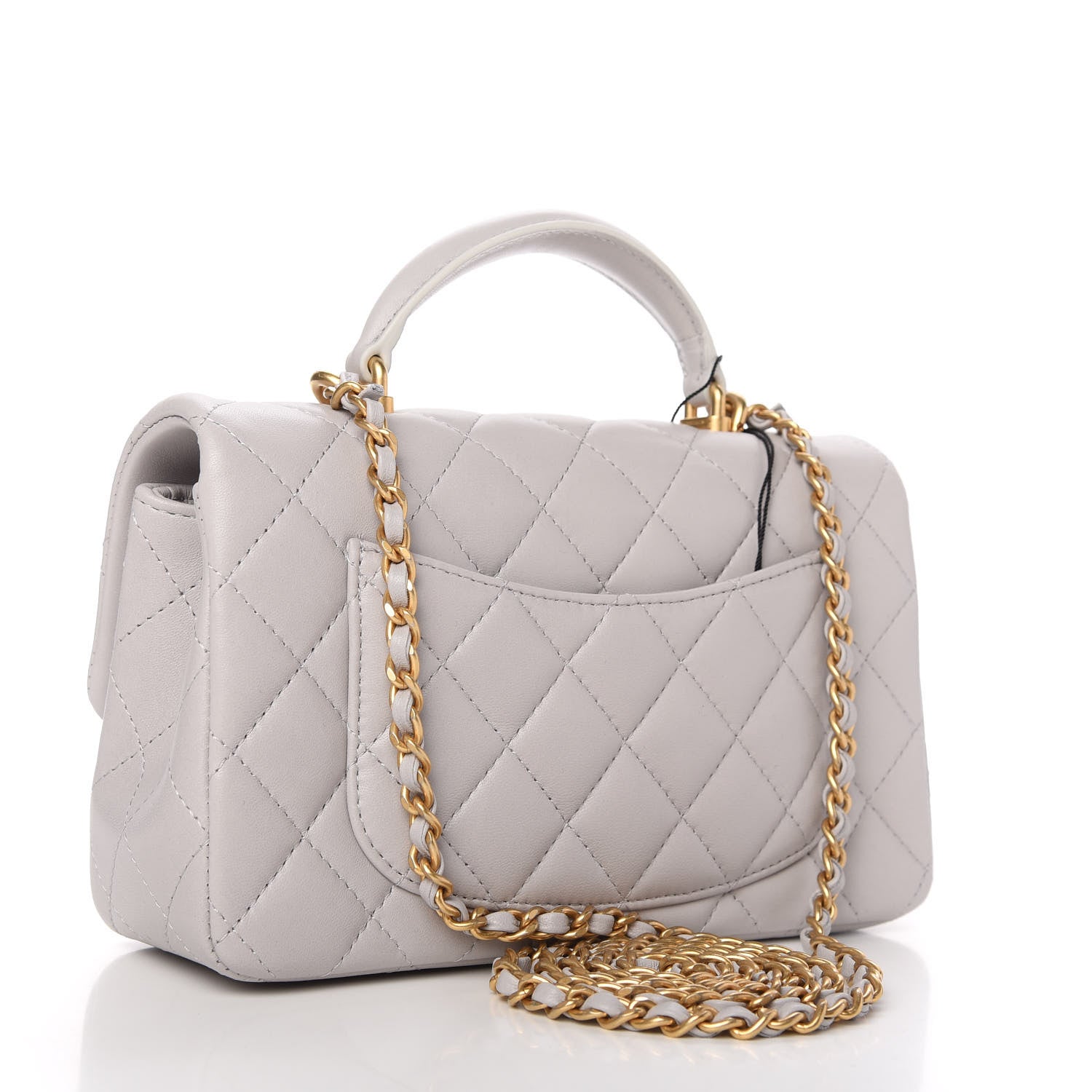 Chanel Lambskin Quilted Mini Top Handle Rectangular Flap Grey 3 of 11