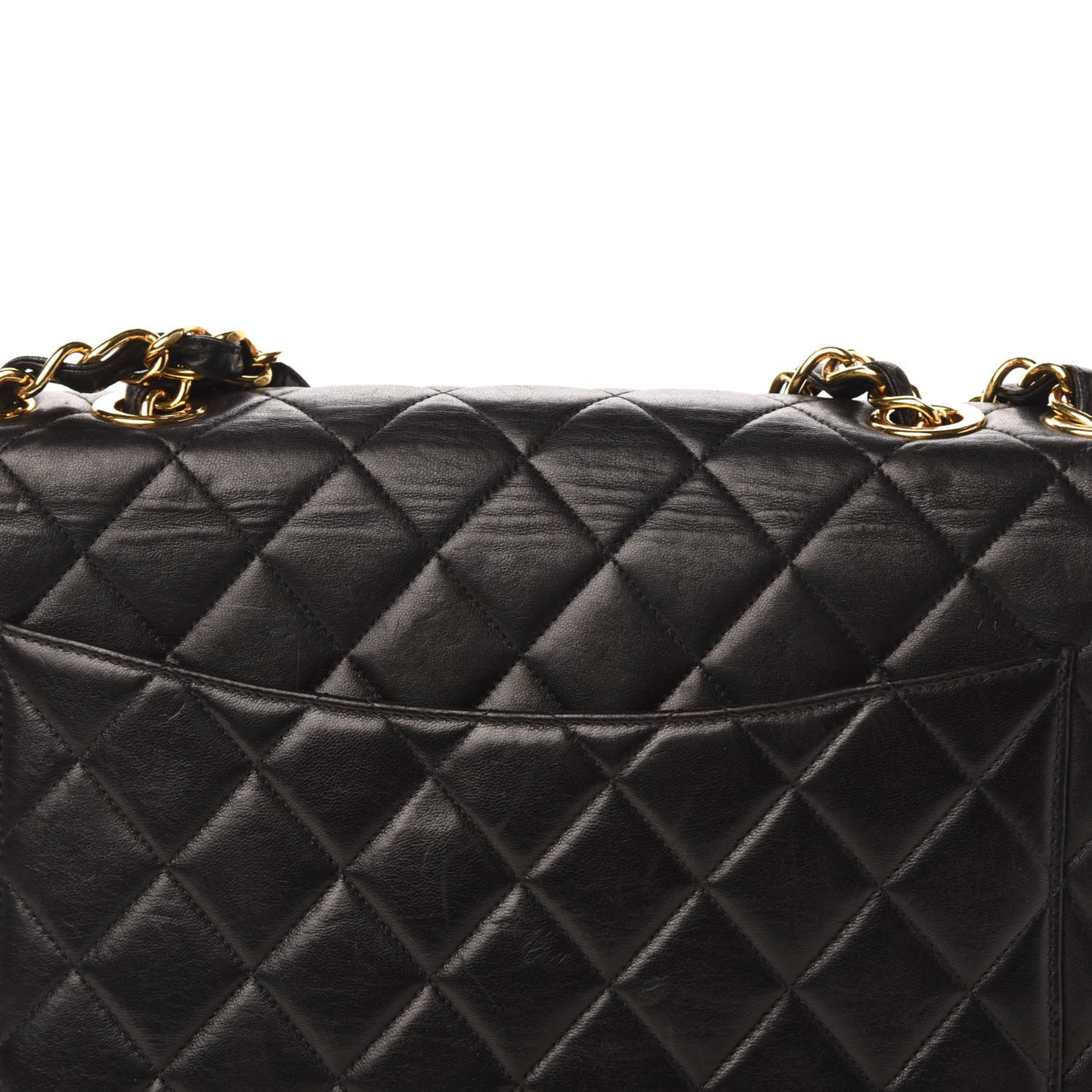 Lambskin Quilted XL Jumbo Single Flap Black