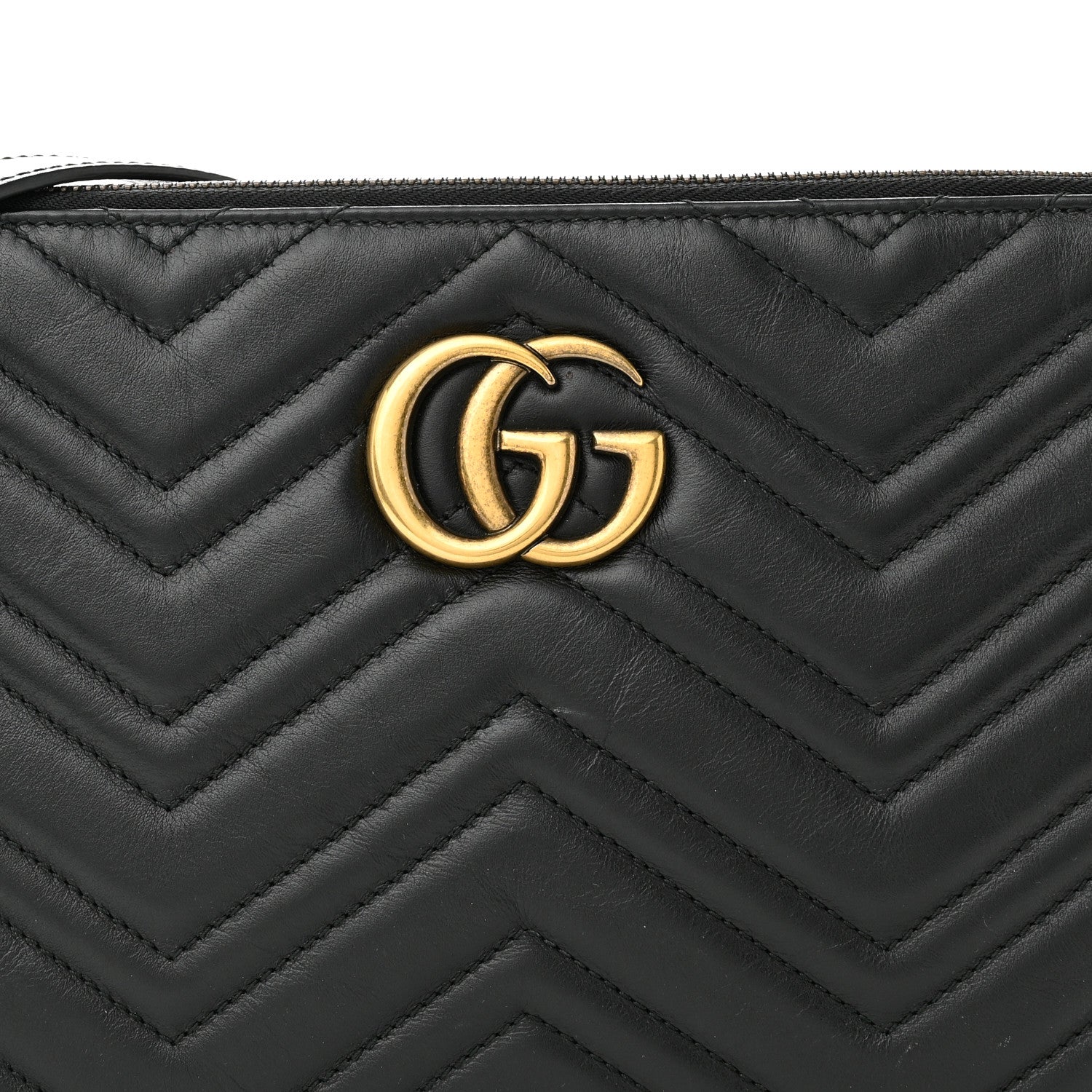 Gucci Calfskin Matelasse GG Marmont Double Zip Chain Bag Black 9 of 11