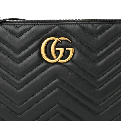 Gucci Calfskin Matelasse GG Marmont Double Zip Chain Bag Black 9 of 11