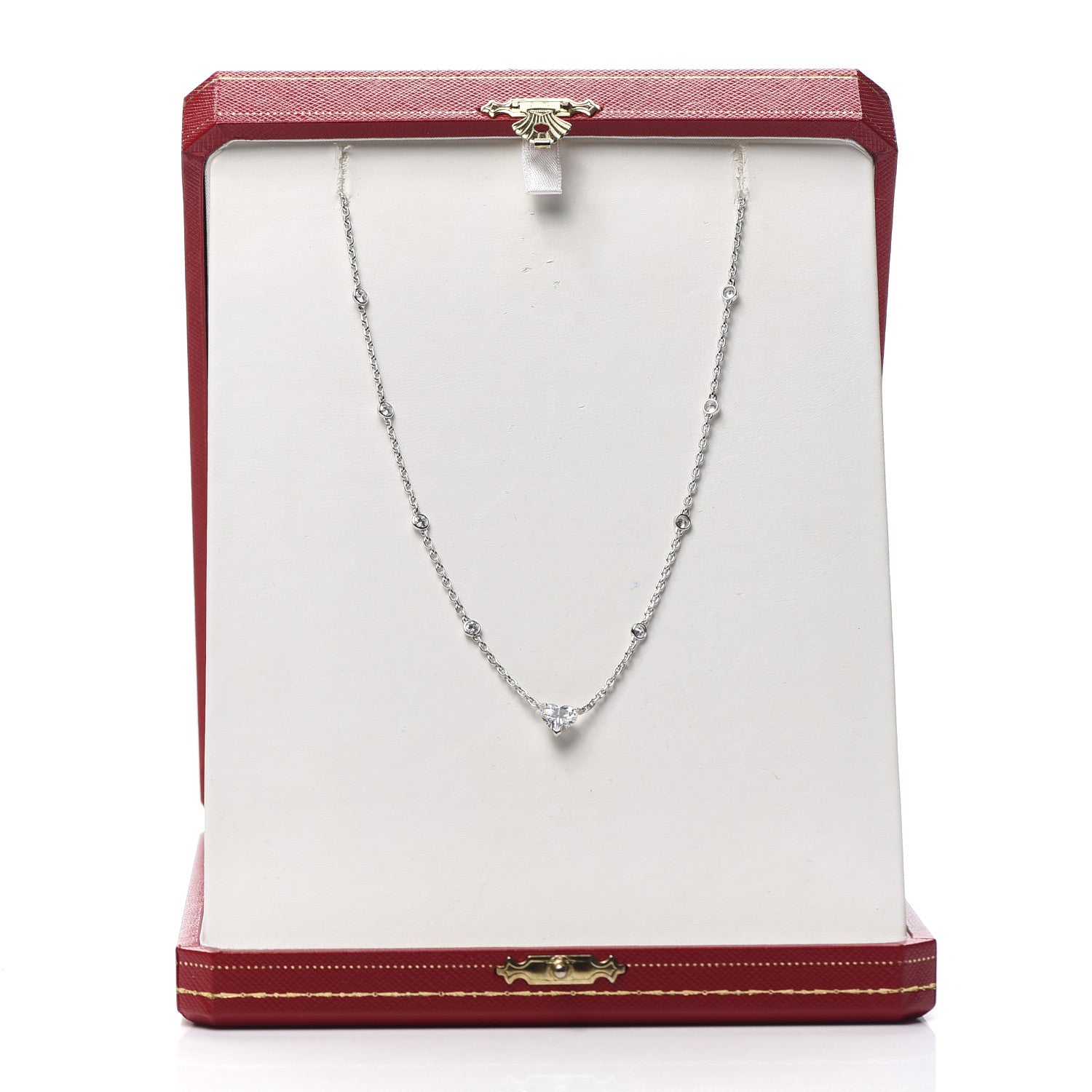 Cartier 18K White Gold Diamond 1.11ct Melopee Heart Diamond Necklace 7 of 7
