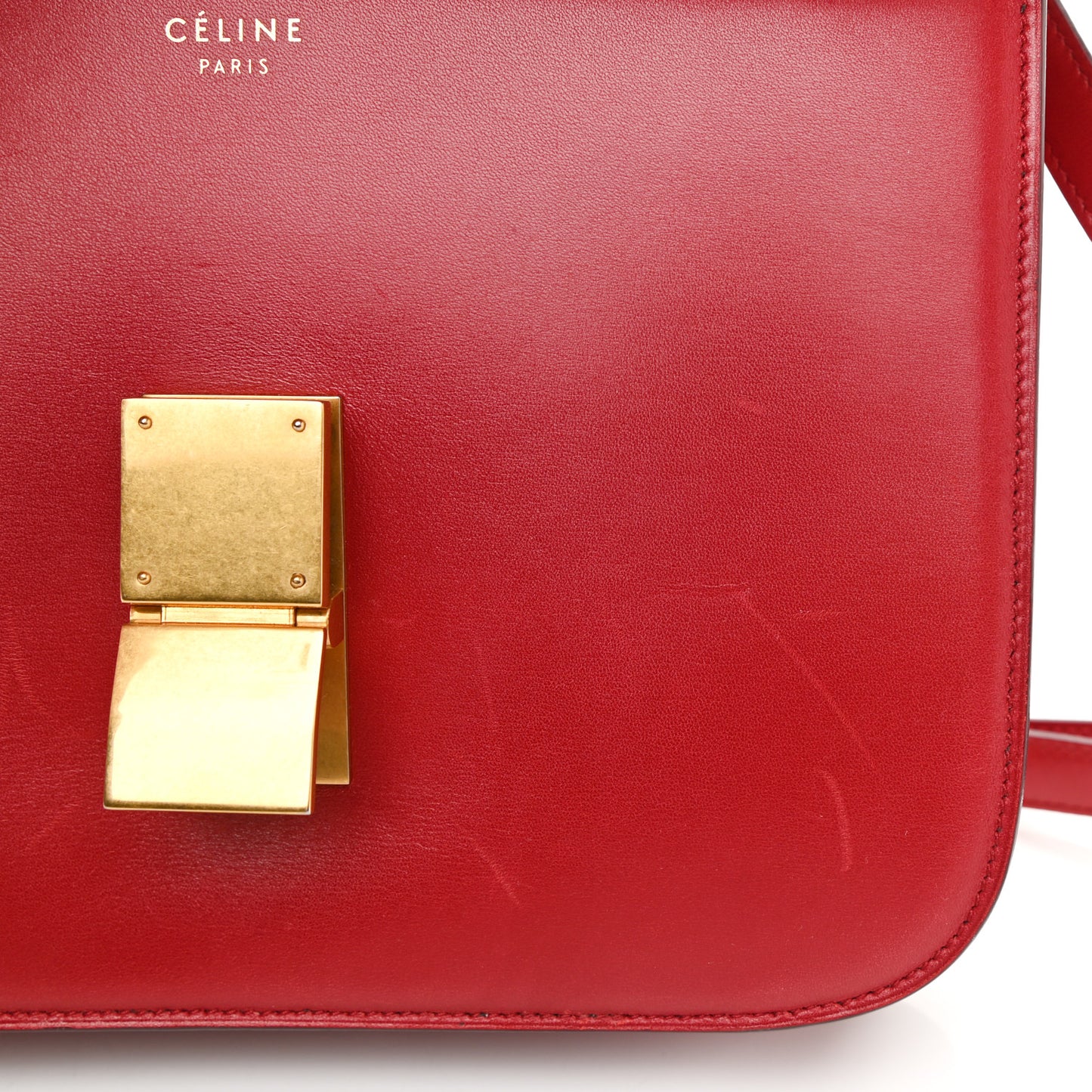 Box Calfskin Medium Classic Box Flap Bag Red