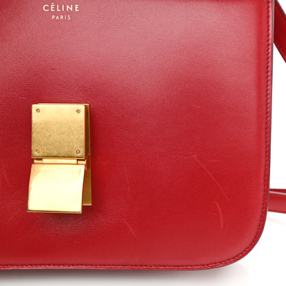 Celine Box Calfskin Medium Classic Box Flap Bag Red 13 of 14
