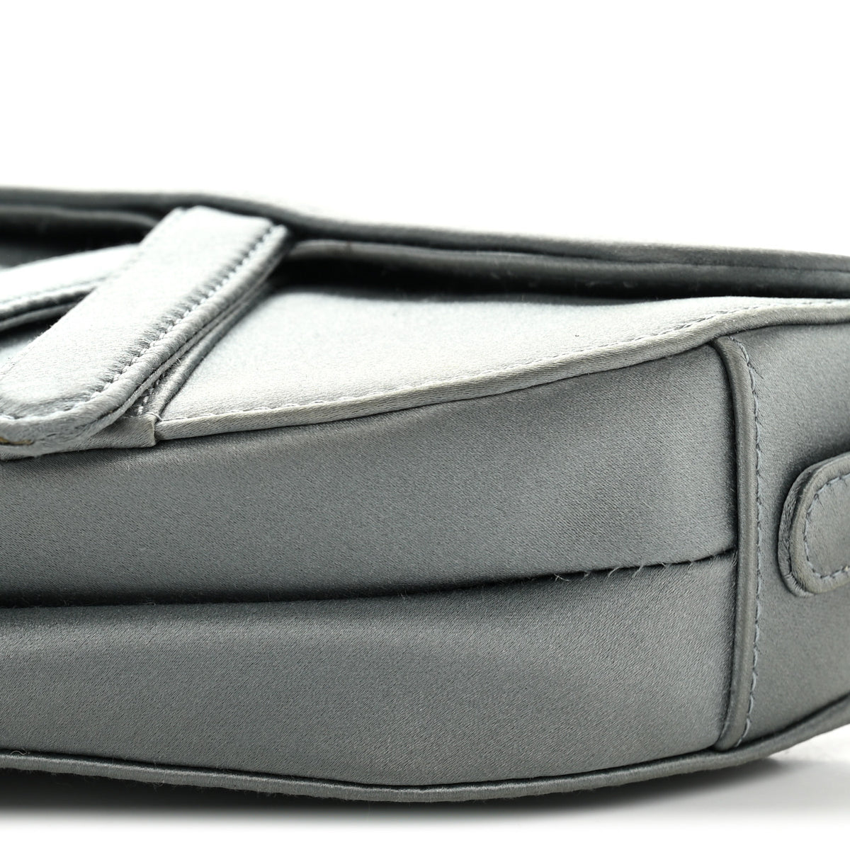 Satin Crystal Mini Saddle Bag Blue Gray