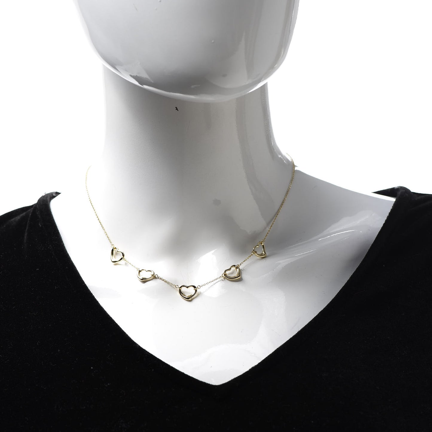 18K Yellow Gold Elsa Peretti 5 Open Heart Station Necklace