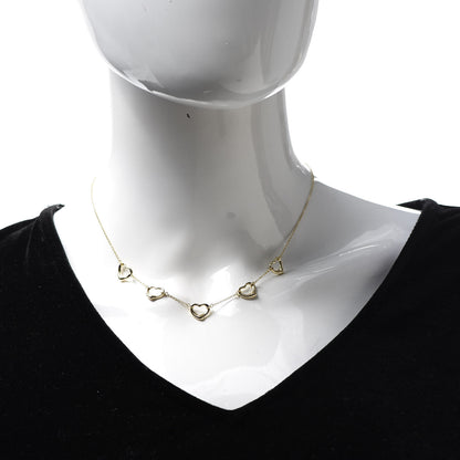 Tiffany 18K Yellow Gold Elsa Peretti 5 Open Heart Station Necklace 2 of 7