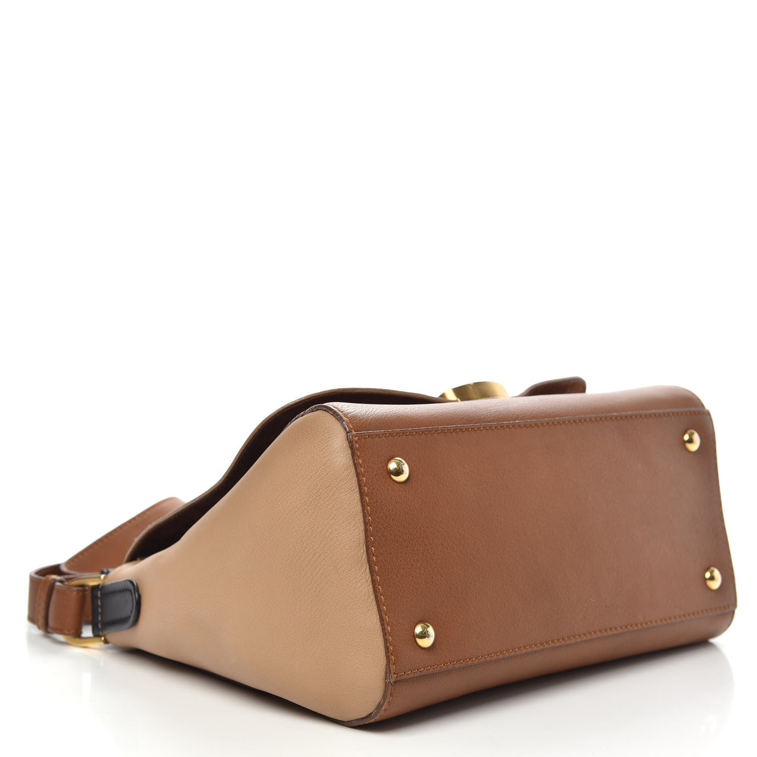 Fendi Calfskin Colorblock Anna Shoulder Bag Brown 5 of 11