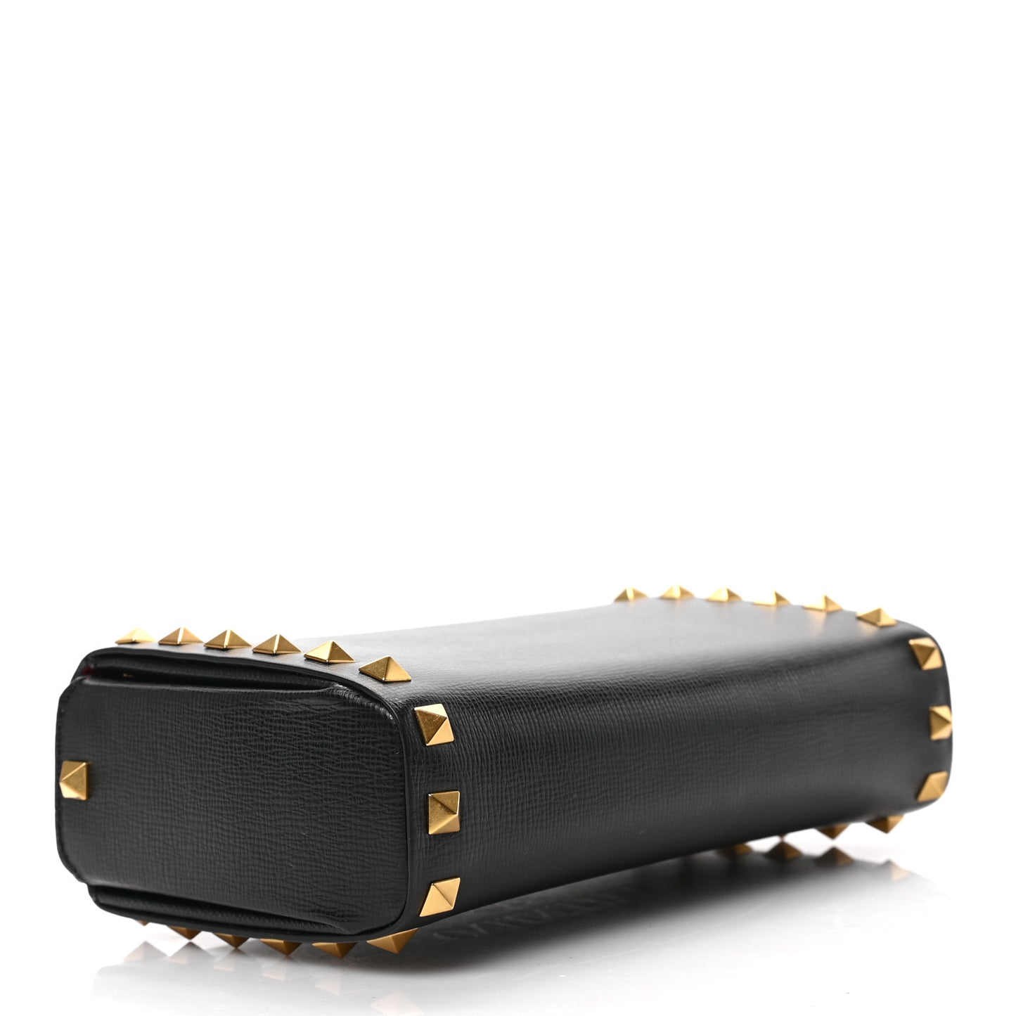 Grainy Calfskin Rockstud Alcove Box Clutch Black