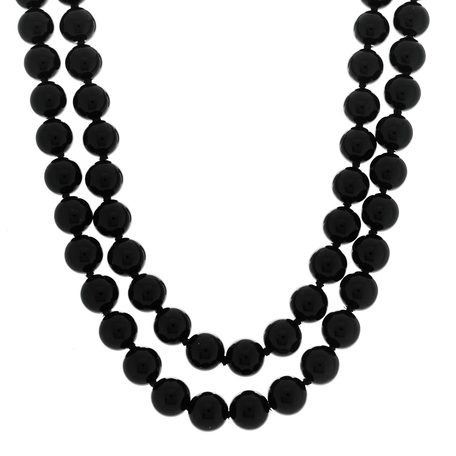 Tiffany Sterling Silver Black Onyx 10mm Long Bead Necklace 1 of 6