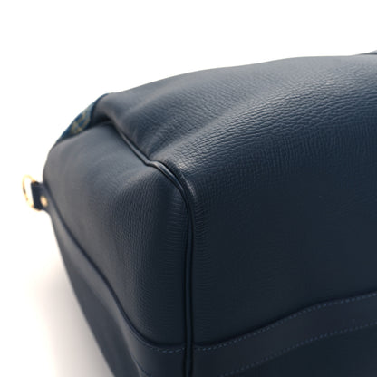 Louis Vuitton X NIGO Taurillon Monogram Denim Drip Keepall Bandouliere 50 Blue 7 of 10