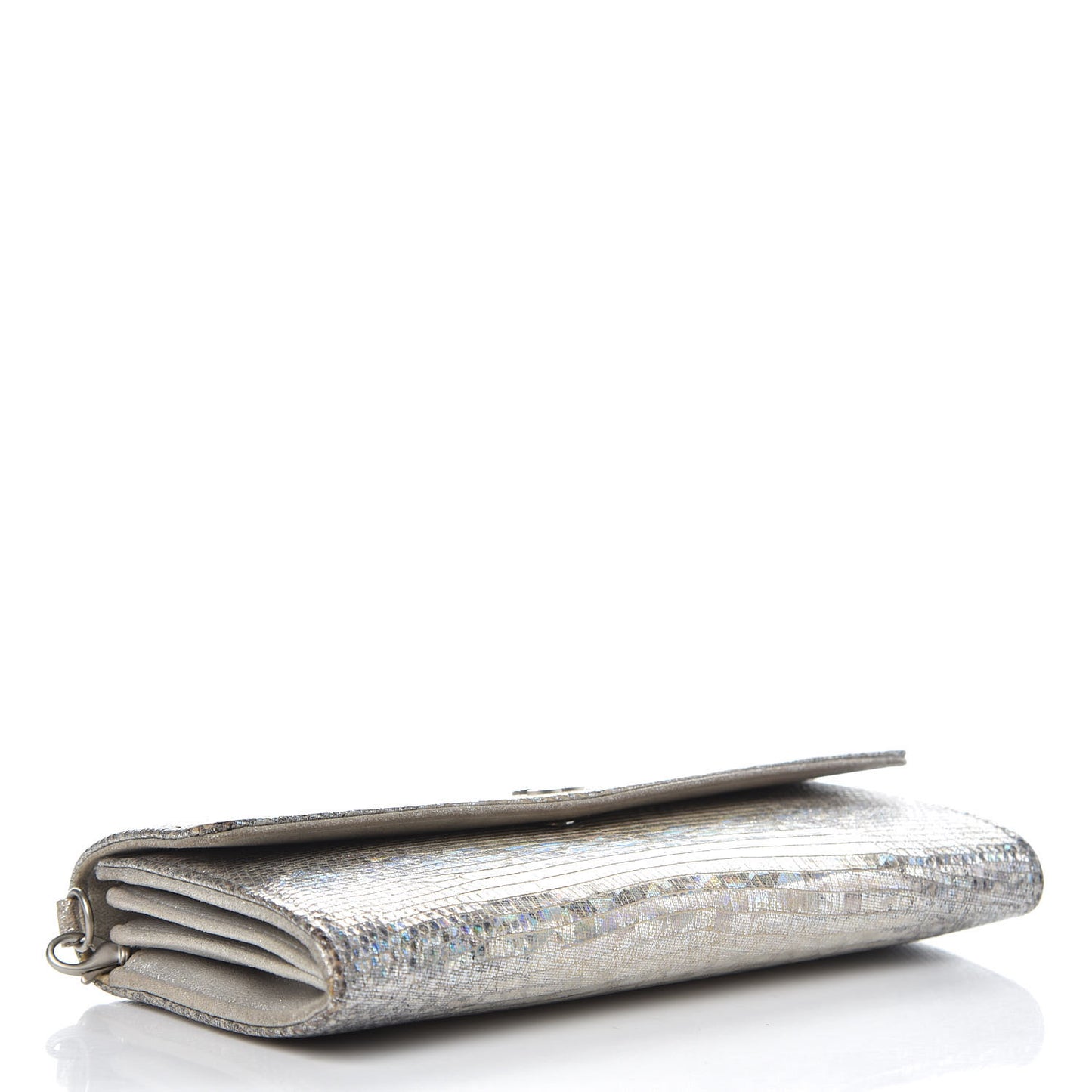 Iridescent Lizard Wallet With Removable Chain Silver