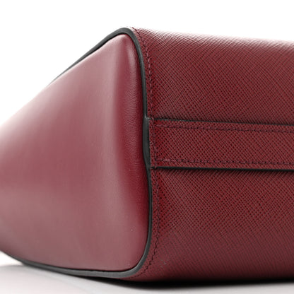 Prada Saffiano Soft Calfskin Small Zippered Tote Cerise 9 of 10