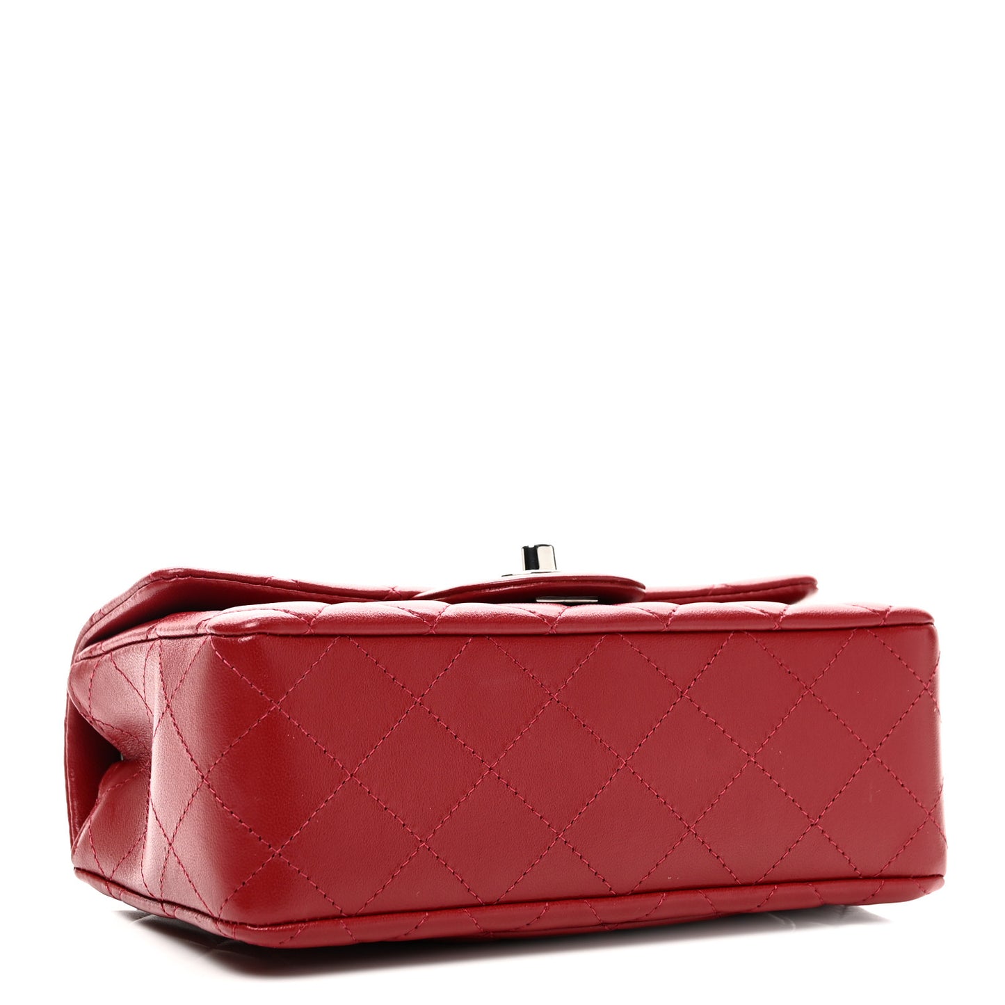 Lambskin Quilted Mini Rectangular Flap Red