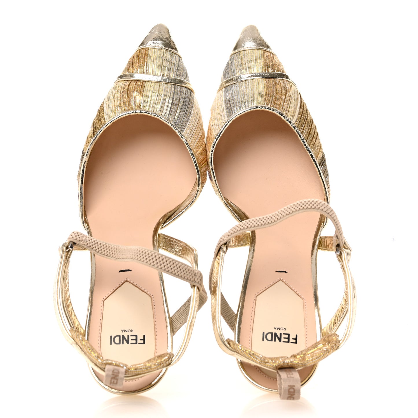 Laminated Fabric Nappa Colibri Lite 85mm Slingback Pumps 38.5 Gold Platino