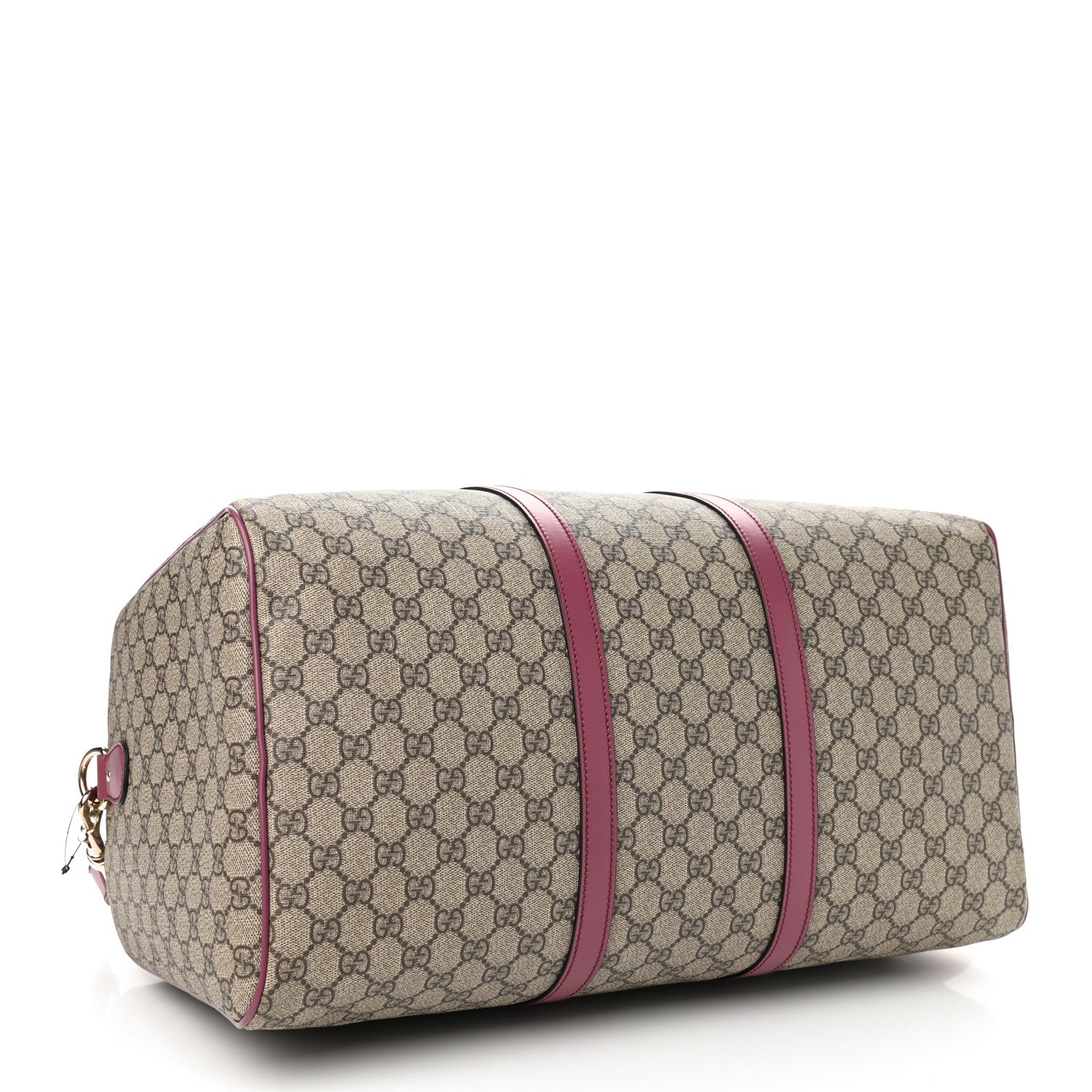 Gucci GG Supreme Monogram Selleria Calfskin Medium Carry On Duffle Bag Beige Ebony Peonia Flower 4 of 9
