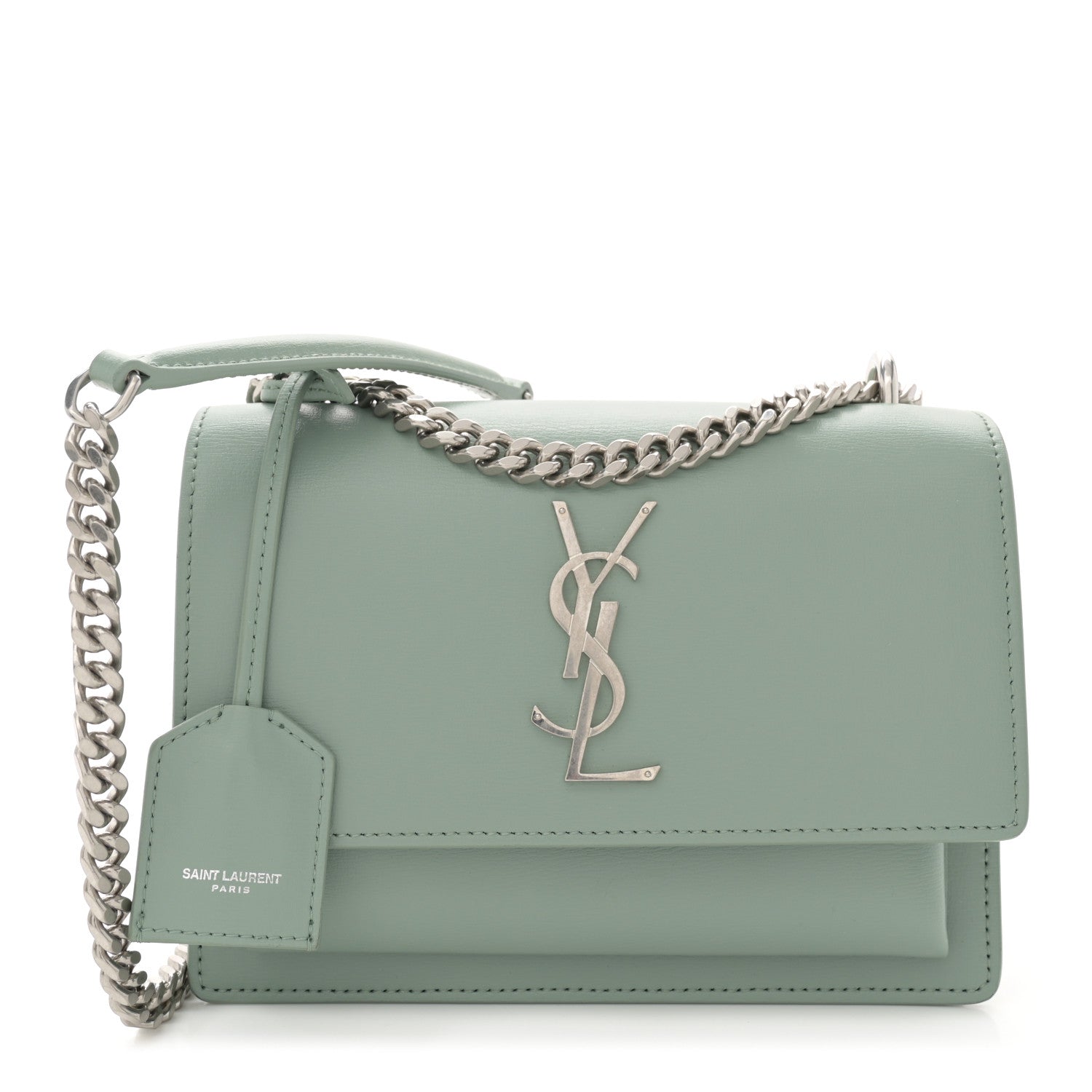 Saint Laurent Calfskin Small Monogram Sunset Vert Opaline 1 of 15