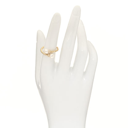 David Yurman 18K Yellow Gold Pearl Diamond Petite Solari Bypass Ring 54 7 2 of 4