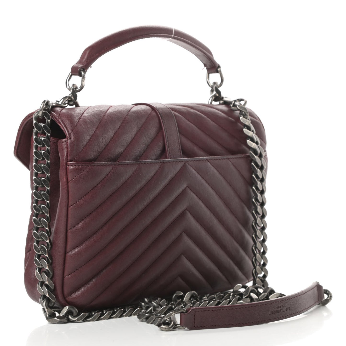 Sheepskin Matelasse Chevron Monogram Medium College Bag Rouge Legion