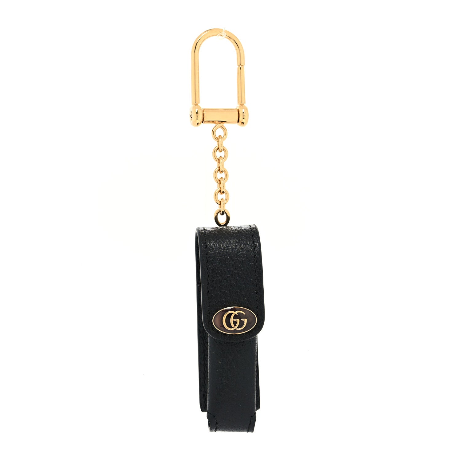 Gucci Textured Calfskin Enamel Single Porte Rouges Keychain Black 1 of 5