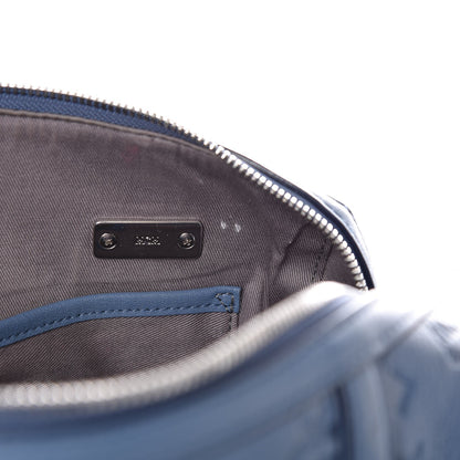 MCM Calfskin Ottomar Monogram Small Boston Bag Blue 12 of 17