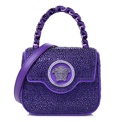 Versace Satin Crystal Studded Mini La Medusa Bag Purple 1 of 11