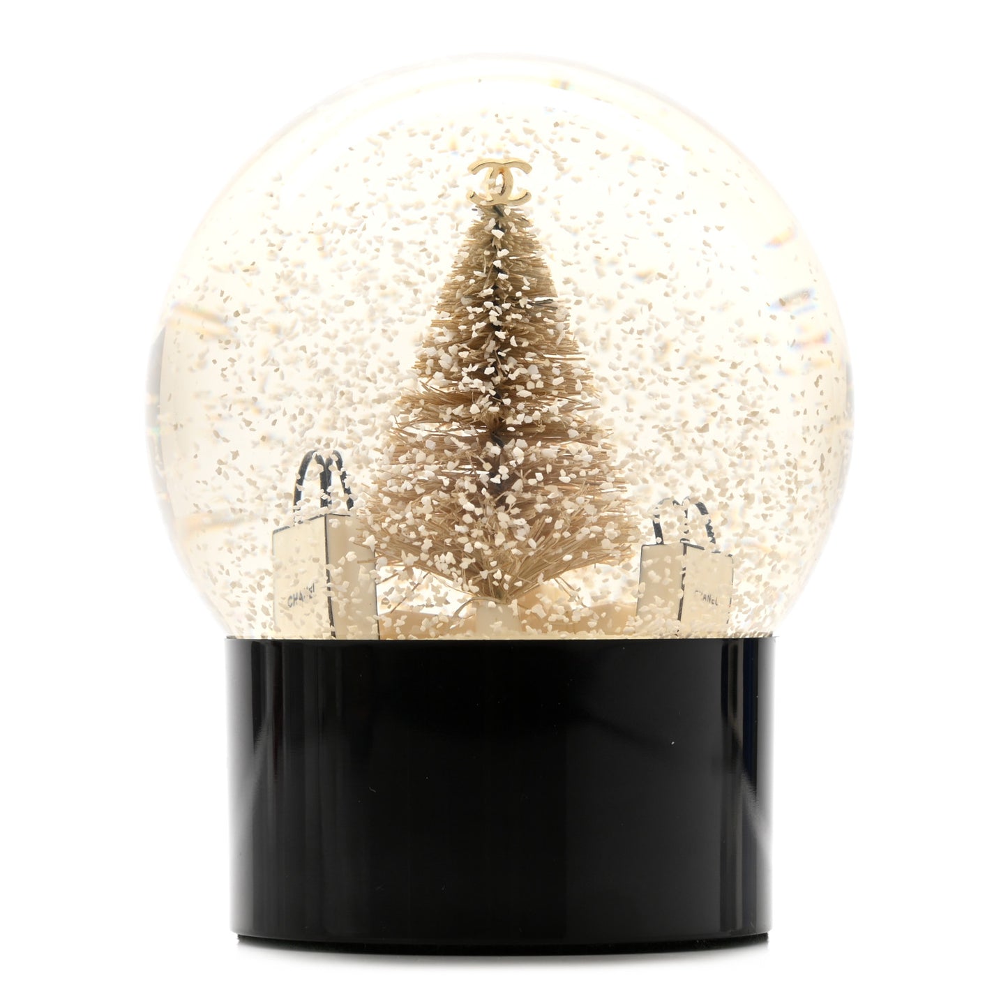 Glass Christmas Tree Shopping Bag Snow Globe