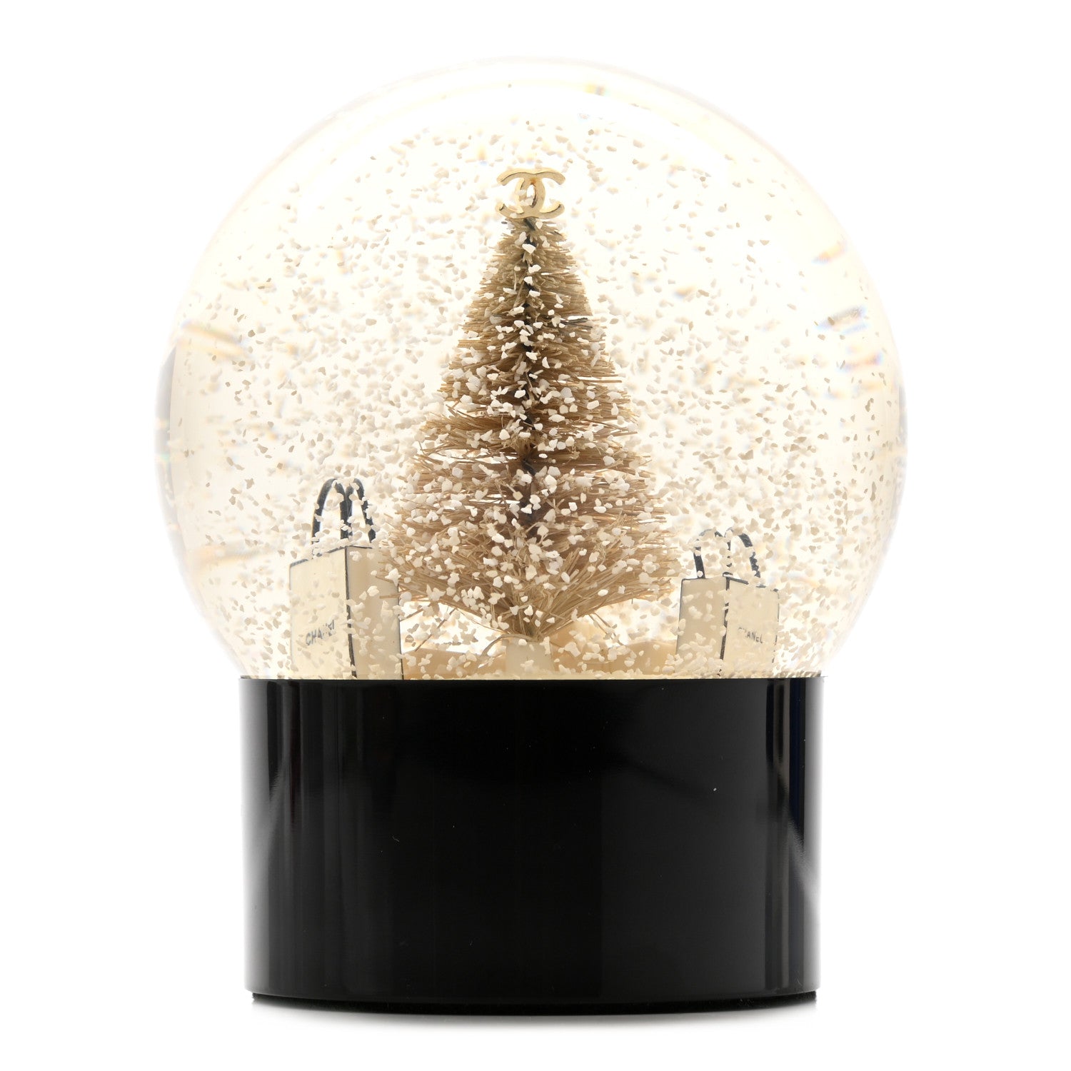 Chanel Glass Christmas Tree Shopping Bag Snow Globe 2 of 5