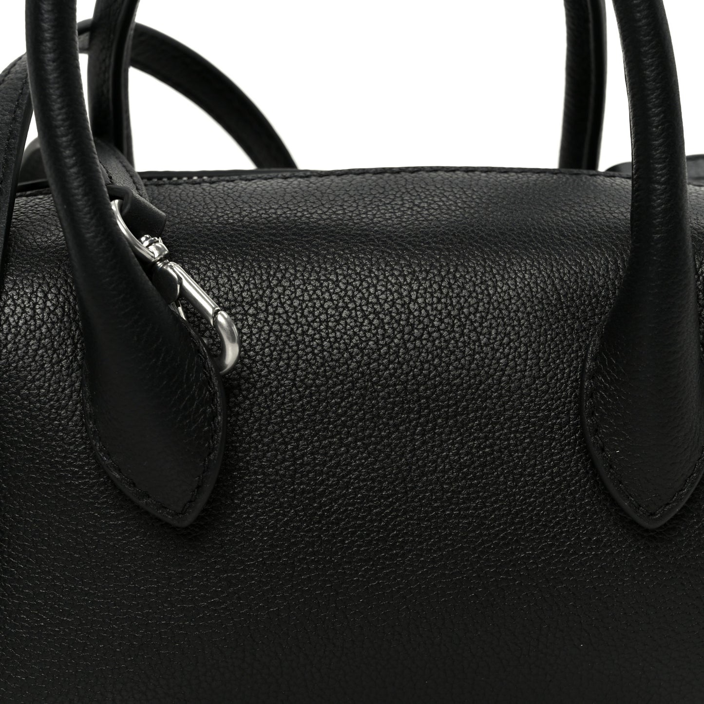 Calfskin Small Roux Top Handle Bag Black
